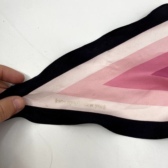 Kate Spade Pink Diamond Striped Silk Satin Scarf - Picture 5 of 6